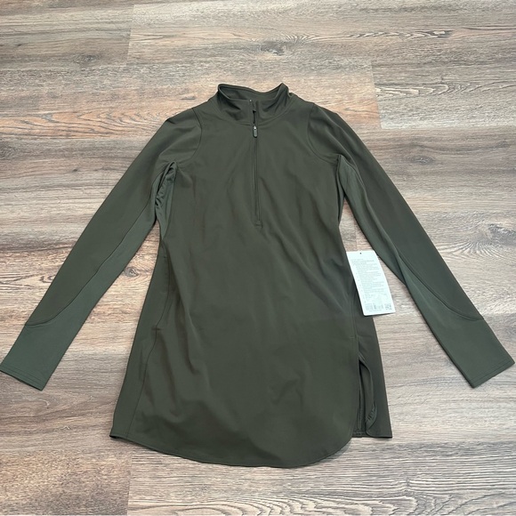 NWT Lululemon Nulux Long Sleeve Tennis Dress Dark Green Size 8 - Picture 2 of 13
